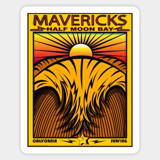 MAVERICKS HALF MOON BAY SURFING Sticker